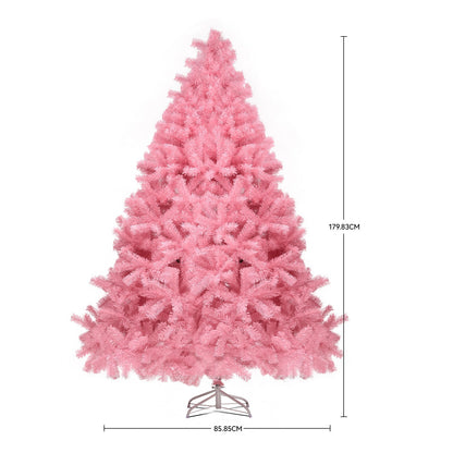 Christmas Tree 6ft, Pink Artificial Christmas Tree with 800 Tips Xmas 180CM Tree Foldable Metal Stand for Indoor Outdoor Holiday Decorations