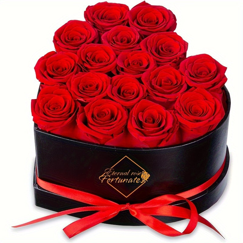 Eternal Love Heart: 16pcs Preserved Rose Box - Perfect for Mother's Day, Valentine's & Birthdays - Lasting Immortal Roses Gift for Her, for Valentine