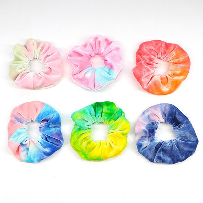 Rainbow color fleece hair ring