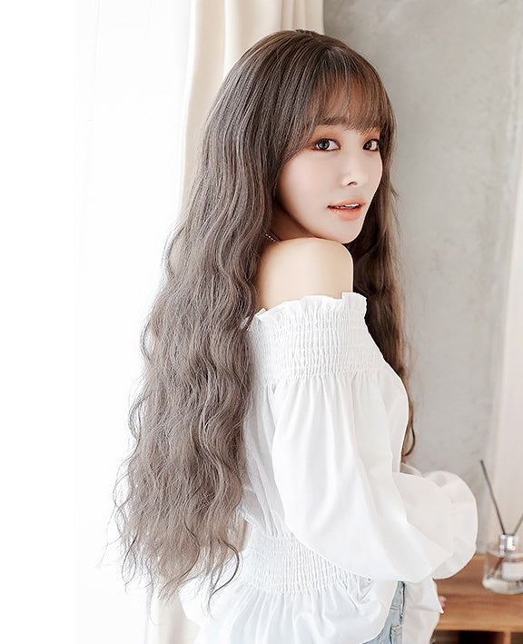 Wig female long curly hair big wave Korean hair fashion jiafa corn hot chemical fiber wig headgear