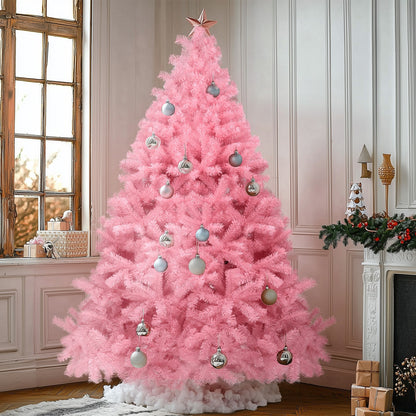 Christmas Tree 6ft, Pink Artificial Christmas Tree with 800 Tips Xmas 180CM Tree Foldable Metal Stand for Indoor Outdoor Holiday Decorations