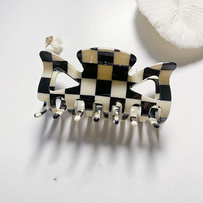 Simple Retro Black And White Checkerboard Series Hairpin