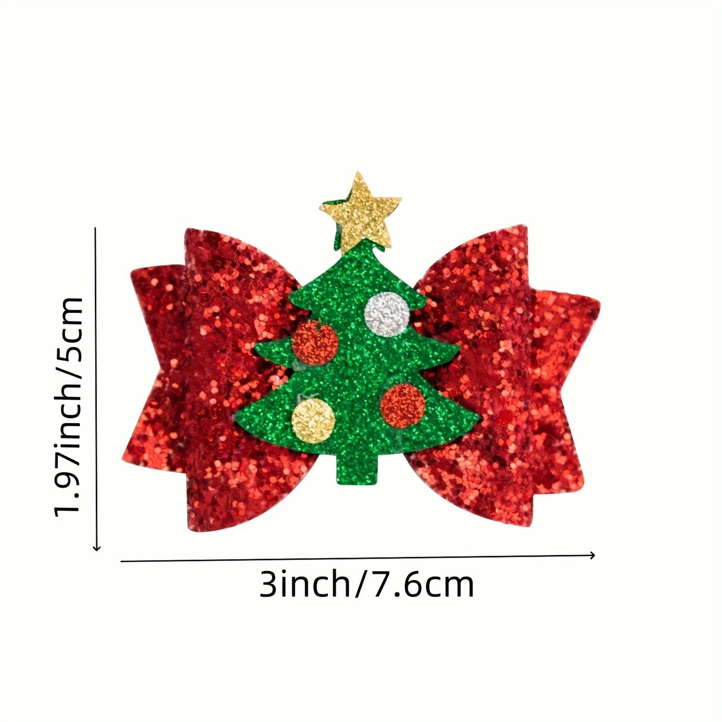 8pcs Christmas Reindeer & Sequin Bow Hair Clip Set - Cute Faux Leather Holiday Party Accessories for Women and Girls