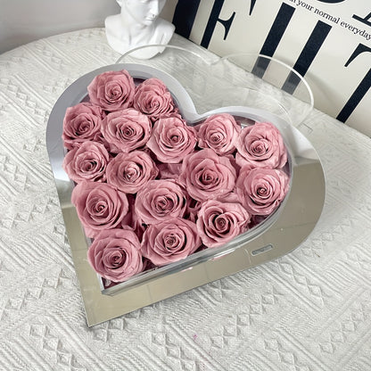 Eternal Love Heart: 16pcs Forever Rose Box - Preserved Roses for a Year, Perfect Gift for Her on Birthdays, Mother's Day & Valentine's