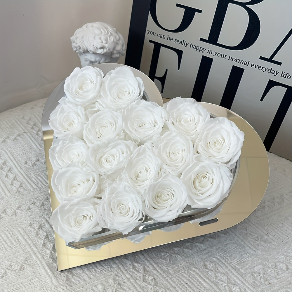 Eternal Love Heart: 16pcs Forever Rose Box - Preserved Roses for a Year, Perfect Gift for Her on Birthdays, Mother's Day & Valentine's