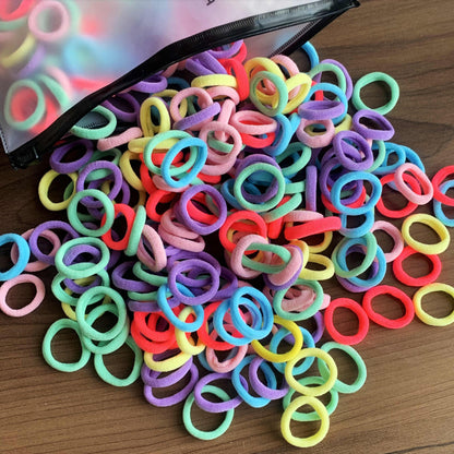 100 Bags Seamless Children's Towel Ring Braids Do Not Hurt Hair Candy Color Small Hair Ring High Elastic Rubber Band