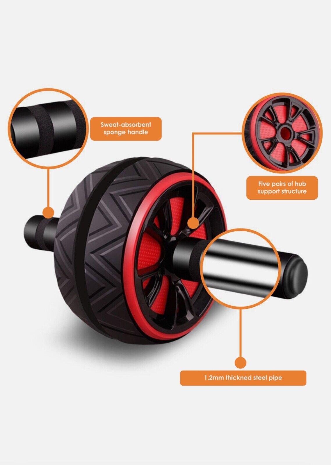 Pro Abs Roller Exercise Wheel Abdominal Core Strength Workout Muscle Cruncher