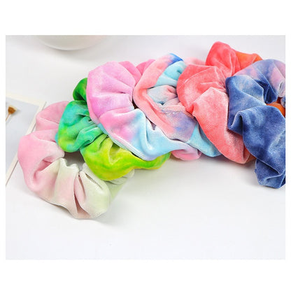 Rainbow color fleece hair ring