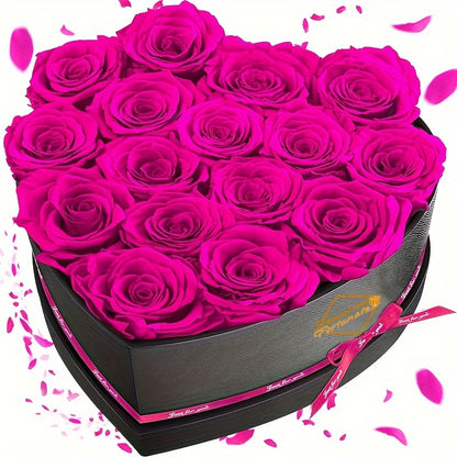 Eternal Love Heart: 16pcs Preserved Rose Box - Perfect for Mother's Day, Valentine's & Birthdays - Lasting Immortal Roses Gift for Her, for Valentine