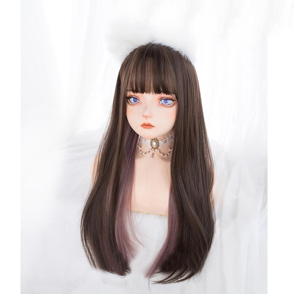 Wig Female Net Red Daily Hanging Ears Dye Long Straight Hair