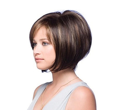 Short straight hair brown fashion wig