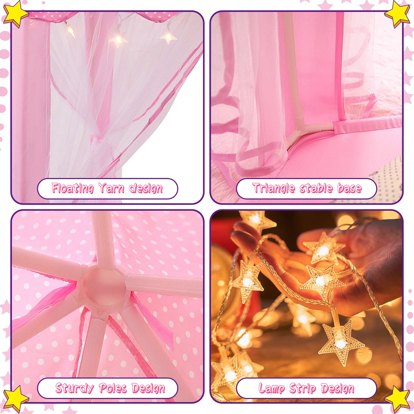 Light Up Tent Pink Fairy Princess Large House Indoor Outdoor