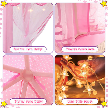 Light Up Tent Pink Fairy Princess Large House Indoor Outdoor