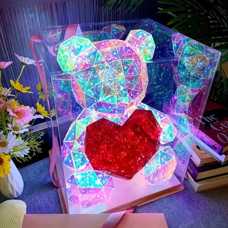 Enchanting LED Bear Figurine - USB & Battery Powered, Perfect for Christmas, Valentine's Day, Weddings, Birthdays & Parties - Contemporary Style with Gift Box Packaging