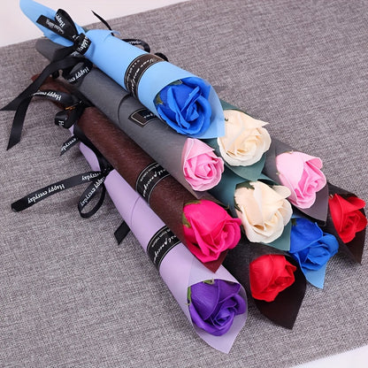 20pcs Glam Style Artificial Roses Bouquet - Plastic & Polyester Eternal Flowers Home Decor for Mother's Day, Father's Day, Thanksgiving, Graduation - Elegant Forever Love Token Gifts without Feathers