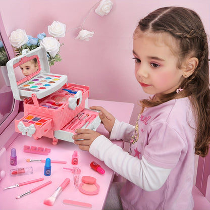 54PCS Kids Makeup Kit for Girl, Washable Kids Makeup Kit Girl Toys, Real Little Girls Makeup Kit for Kids 4-12, Birthday Gifts Christmas Toys for Girls 4 5 6 7 8 9 Year Old