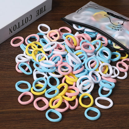 100 Bags Seamless Children's Towel Ring Braids Do Not Hurt Hair Candy Color Small Hair Ring High Elastic Rubber Band