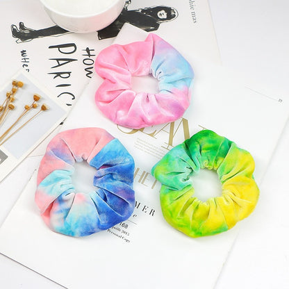 Rainbow color fleece hair ring