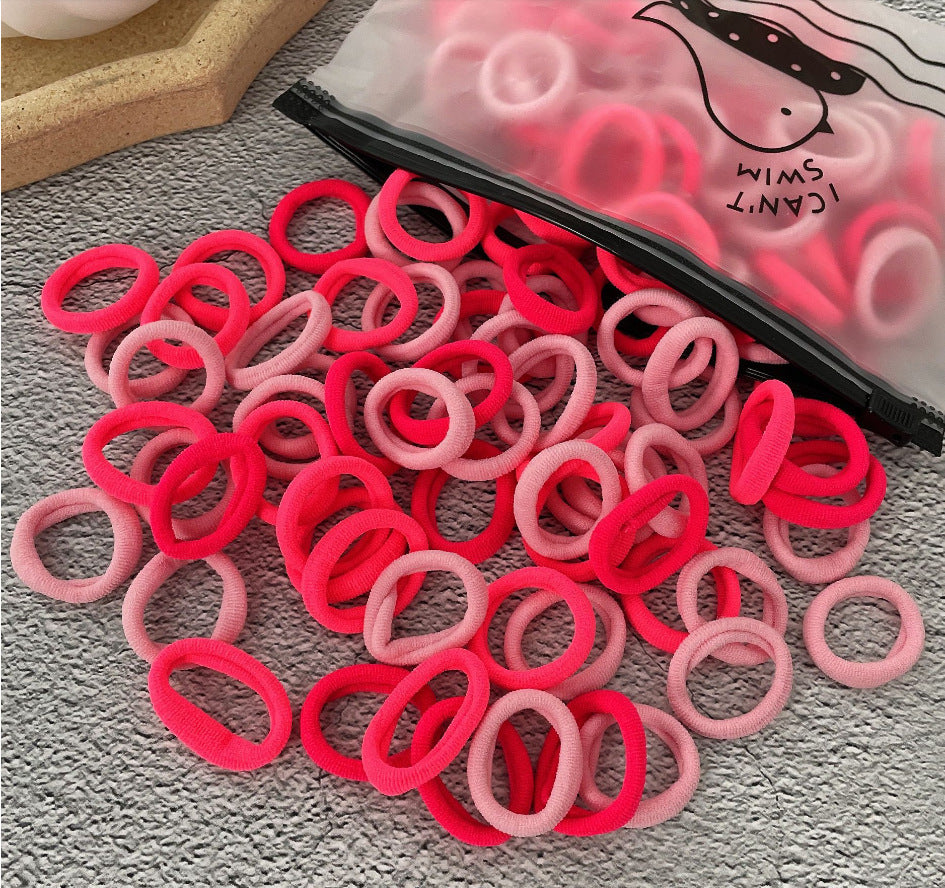 100 Bags Seamless Children's Towel Ring Braids Do Not Hurt Hair Candy Color Small Hair Ring High Elastic Rubber Band