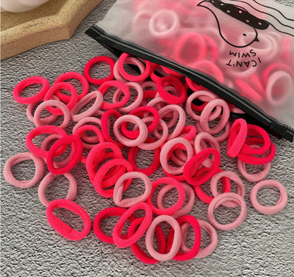 100 Bags Seamless Children's Towel Ring Braids Do Not Hurt Hair Candy Color Small Hair Ring High Elastic Rubber Band