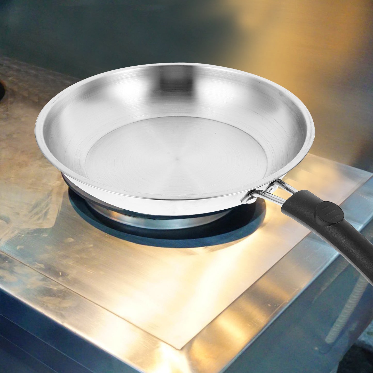 22cm Stainless Steel Frying Pan Non-stick Steak Wok Pan Saucepan Cooking Pot For Gas Stove Kitchen Cookware