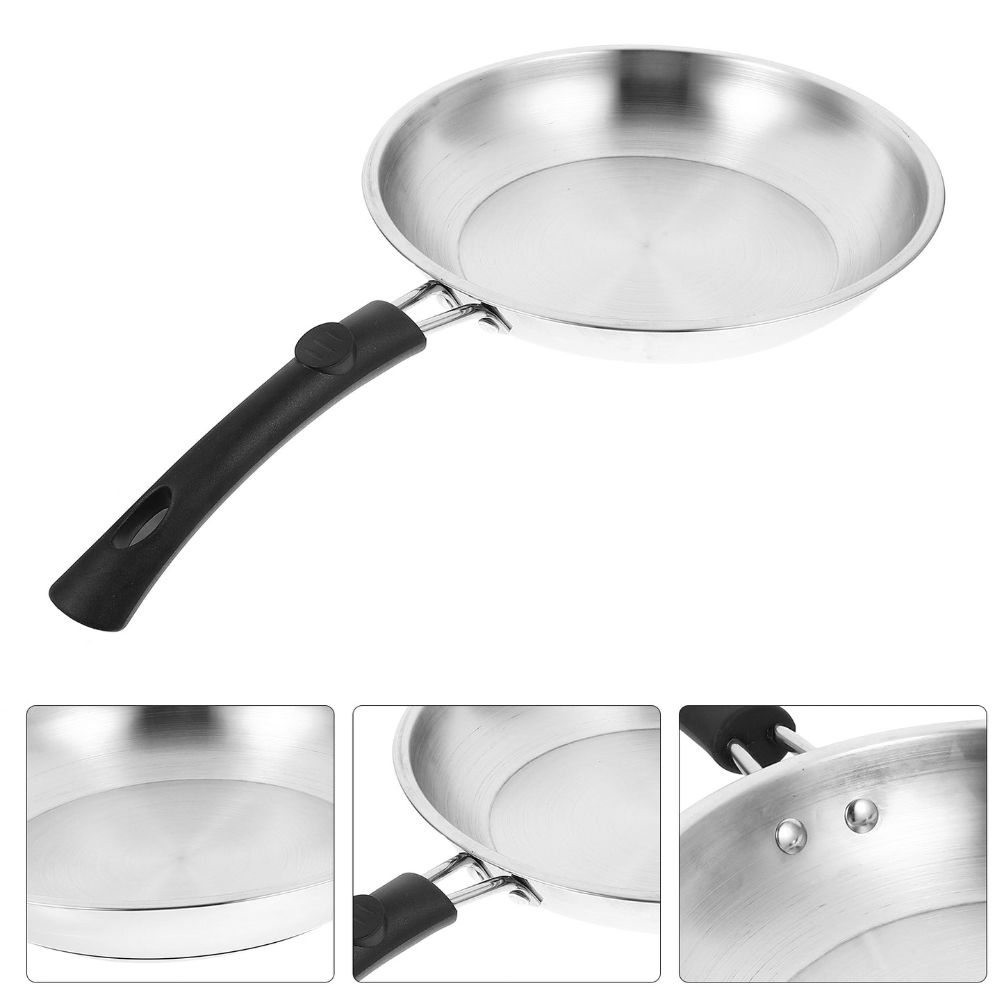 22cm Stainless Steel Frying Pan Non-stick Steak Wok Pan Saucepan Cooking Pot For Gas Stove Kitchen Cookware