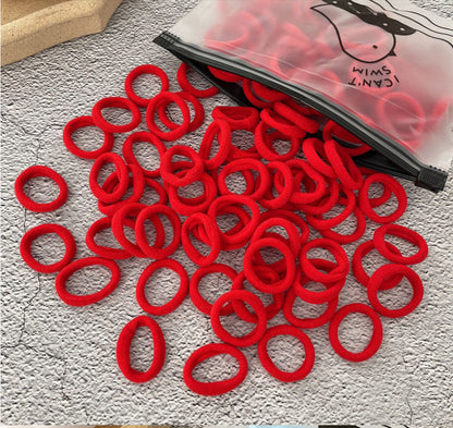 100 Bags Seamless Children's Towel Ring Braids Do Not Hurt Hair Candy Color Small Hair Ring High Elastic Rubber Band