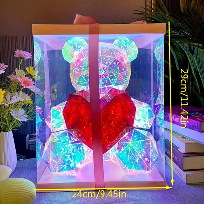 Enchanting LED Bear Figurine - USB & Battery Powered, Perfect for Christmas, Valentine's Day, Weddings, Birthdays & Parties - Contemporary Style with Gift Box Packaging