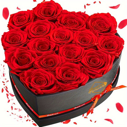 Eternal Love Heart: 16pcs Preserved Rose Box - Perfect for Mother's Day, Valentine's & Birthdays - Lasting Immortal Roses Gift for Her, for Valentine