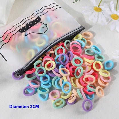 100 Bags Seamless Children's Towel Ring Braids Do Not Hurt Hair Candy Color Small Hair Ring High Elastic Rubber Band