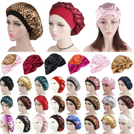 NEW Night Sleeping Cap Hair Women Bonnet Hat Head Cover Satin Turban Wrap Hats