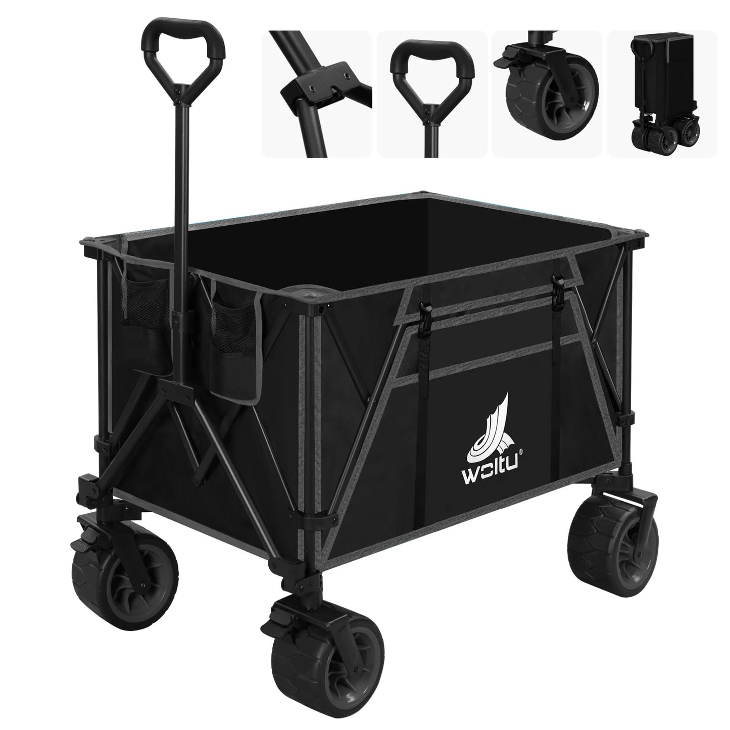 WOLTU Foldable Handcart Transport Trolley with Brakes for All Terrain Beach Garden Camping Picnic Shopping Outdoor