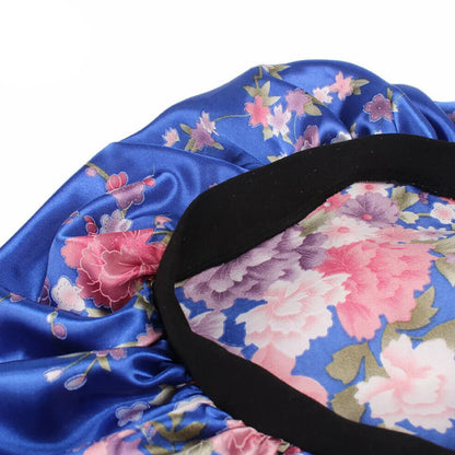 Women Floral Silk Night Sleep Cap Hair Bonnet Hat Head Cover Satin Turban Wrap