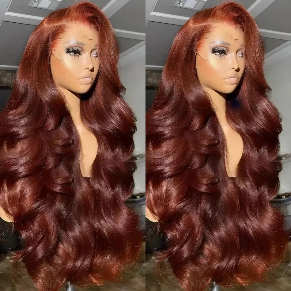 30 32 Inch Brazilian Reddish Brown 13x4 13x6 HD Lace Front Wigs Human Hair Body Wave 250% Colored Lace Frontal Wig For Women