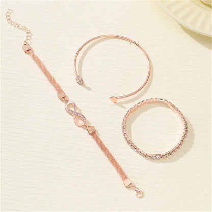 Set of 3 Love Bracelet Women Accessories Party Elegant Gold Silver Gift