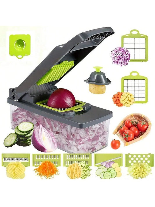 14pcs Vegetable Chopper Multifunctional Fruit Slicer Manual Food Grater Vegetable Slicer Cutter With Container  Kitchen Gadgets