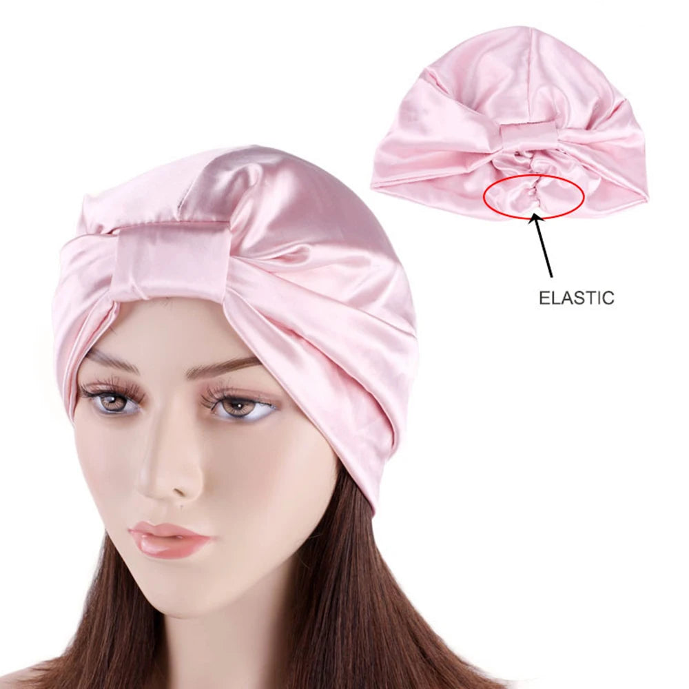 NEW Night Sleeping Cap Hair Women Bonnet Hat Head Cover Satin Turban Wrap Hats