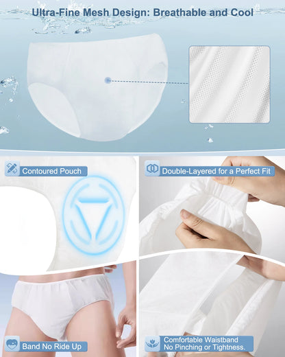 Purcotton Disposable Underwear for Men, 10 pieces, 100% Cotton Men's Briefs Pants, Individually Wrapped Panties