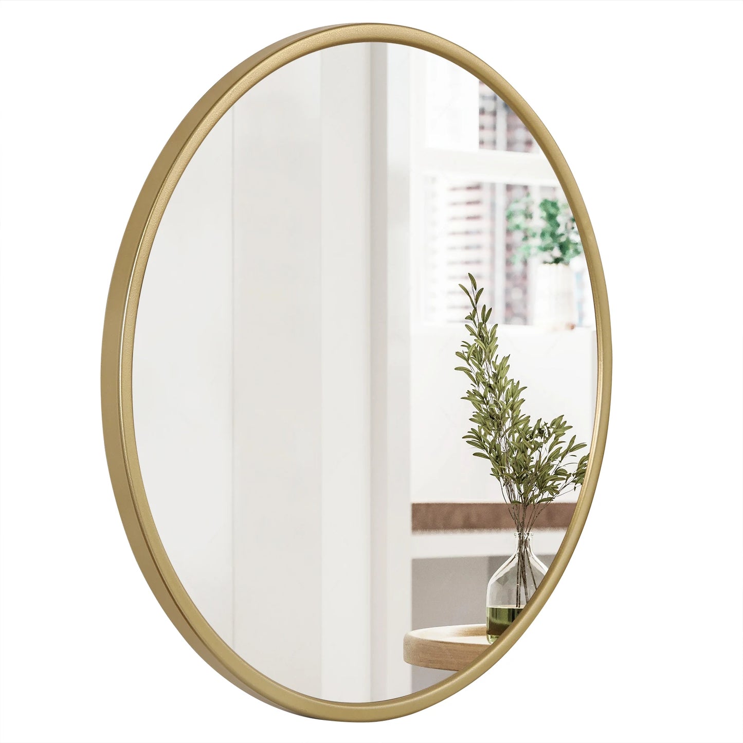 Hanging Makeup Mirror Modern Round Mirror with Gold Metal Frame for Bedroom Bathroom Living Room Hallway Home Decoration