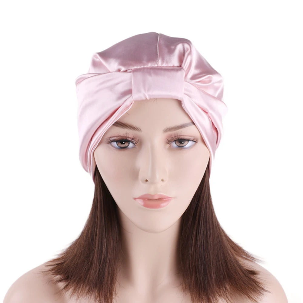 NEW Night Sleeping Cap Hair Women Bonnet Hat Head Cover Satin Turban Wrap Hats