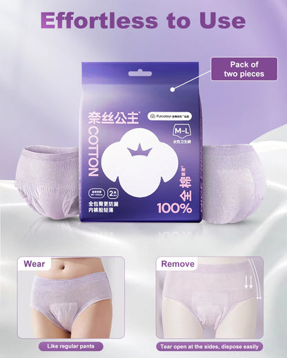 Purcotton Period Pants Incontinence Pants Women, Kind to Skin Adult Nappies, Maternity Pads Postpartum Pants Disposable Pants