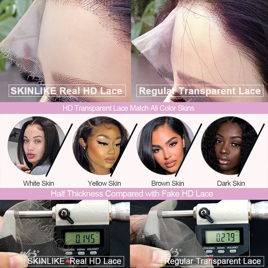 WOW ANGEL HD Lace Front Wigs 250% 13x6 HD Lace Front Wigs Straight Hair Invisible HD Lace Melt Skin HD Lace Front Human Hair Wig