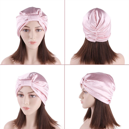 NEW Night Sleeping Cap Hair Women Bonnet Hat Head Cover Satin Turban Wrap Hats