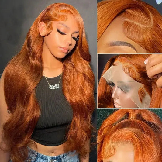 350 Ginger Orange Colord Body Wave Lace Front Wigs Human Hair 13X5 Lace Front Wigs Human Hair HD Transparent Lace Wig For Women