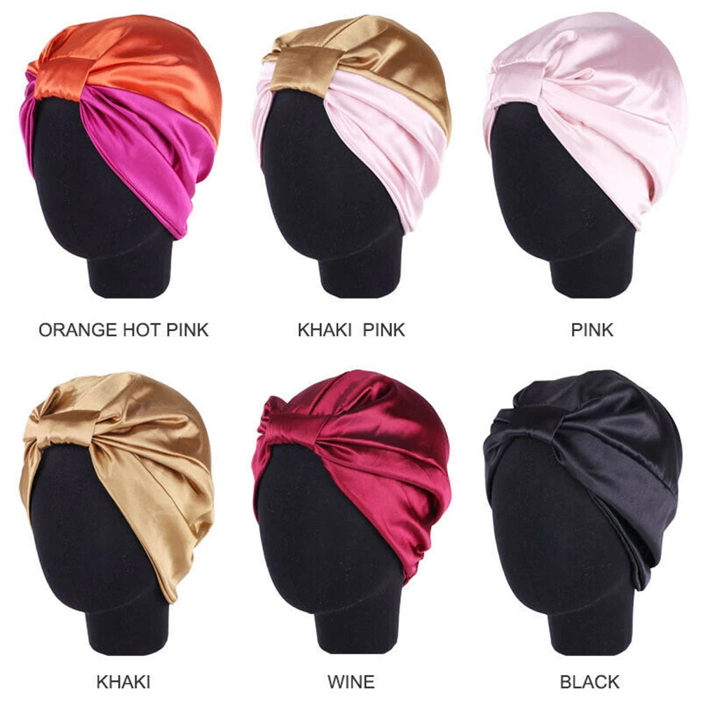 NEW Night Sleeping Cap Hair Women Bonnet Hat Head Cover Satin Turban Wrap Hats