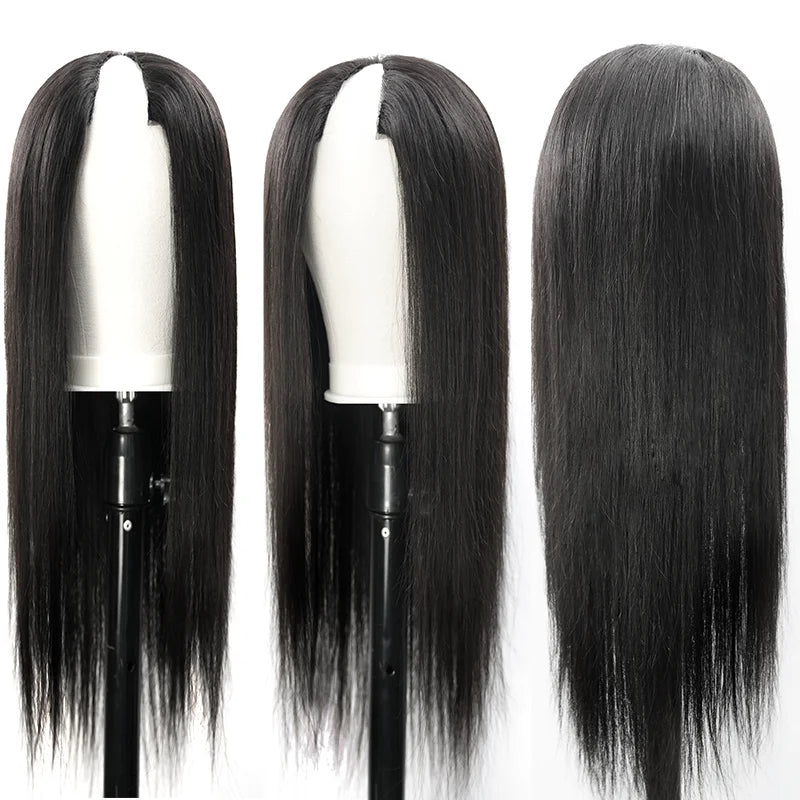 30 34 Inch Straight V U Part Wig Human Hair No Leave Out Thin Part Wigs for Women 250 Density Glueless Wig Ready To Wear On Sale