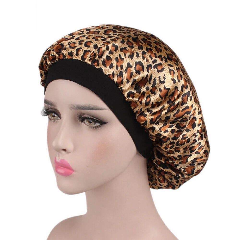 Women Floral Silk Night Sleep Cap Hair Bonnet Hat Head Cover Satin Turban Wrap