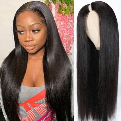 30 34 Inch Straight V U Part Wig Human Hair No Leave Out Thin Part Wigs for Women 250 Density Glueless Wig Ready To Wear On Sale