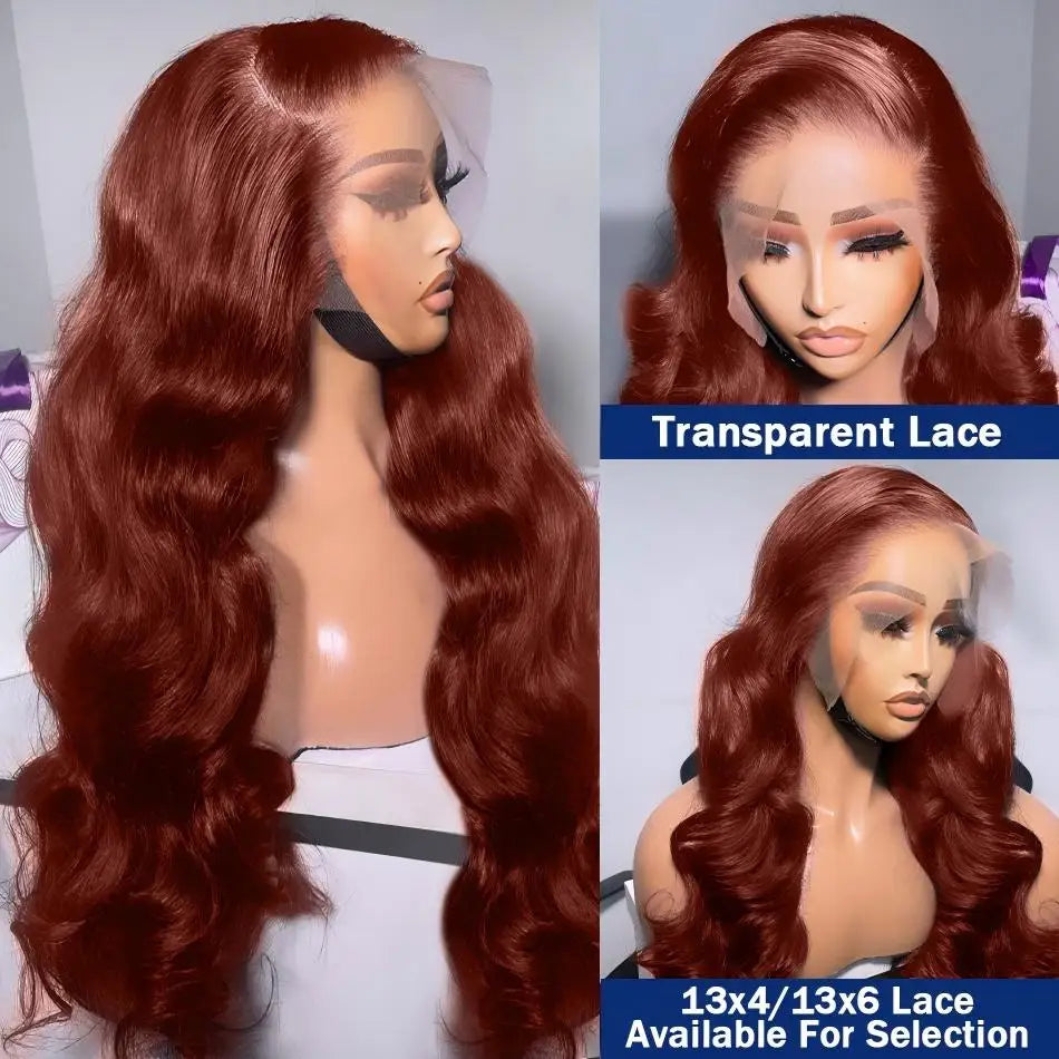 30 32 Inch Brazilian Reddish Brown 13x4 13x6 HD Lace Front Wigs Human Hair Body Wave 250% Colored Lace Frontal Wig For Women