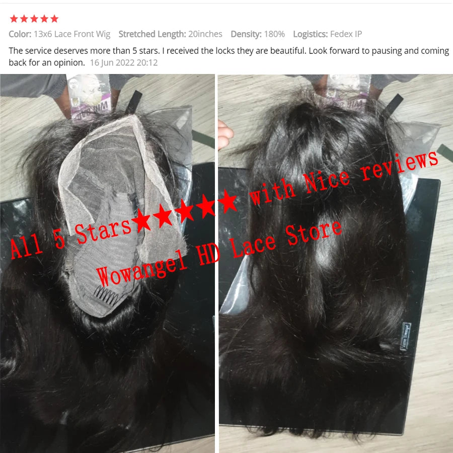 WOW ANGEL HD Lace Front Wigs 250% 13x6 HD Lace Front Wigs Straight Hair Invisible HD Lace Melt Skin HD Lace Front Human Hair Wig